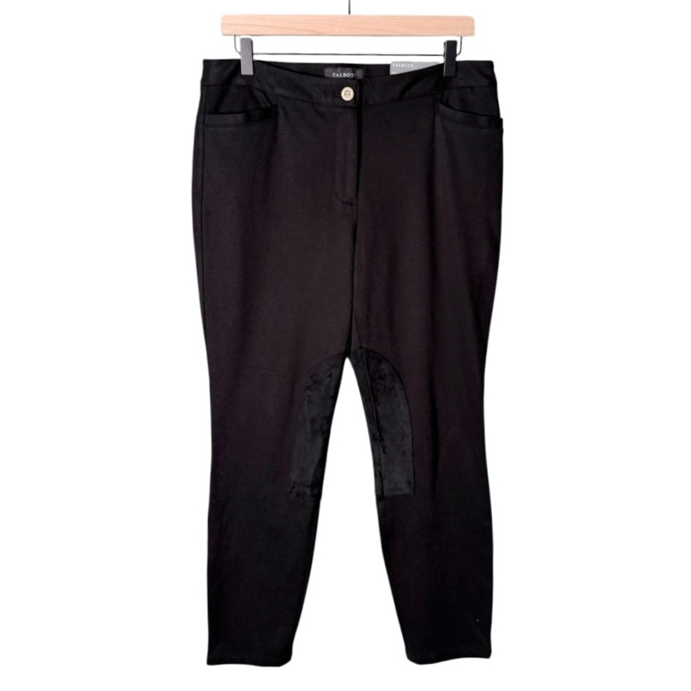NWT‎ Talbots Equestrian Skinny Ankle Pants Faux Leather Patch Black 10 Petite